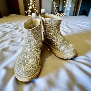 Cat & Jack Glittery Gold Kids Boots